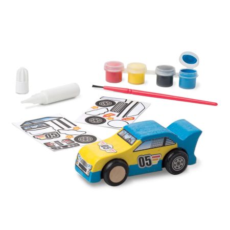 Kit creativ Coloreaza-ti masinuta de curse din lemn, 4 ani+, Melissa & Doug
