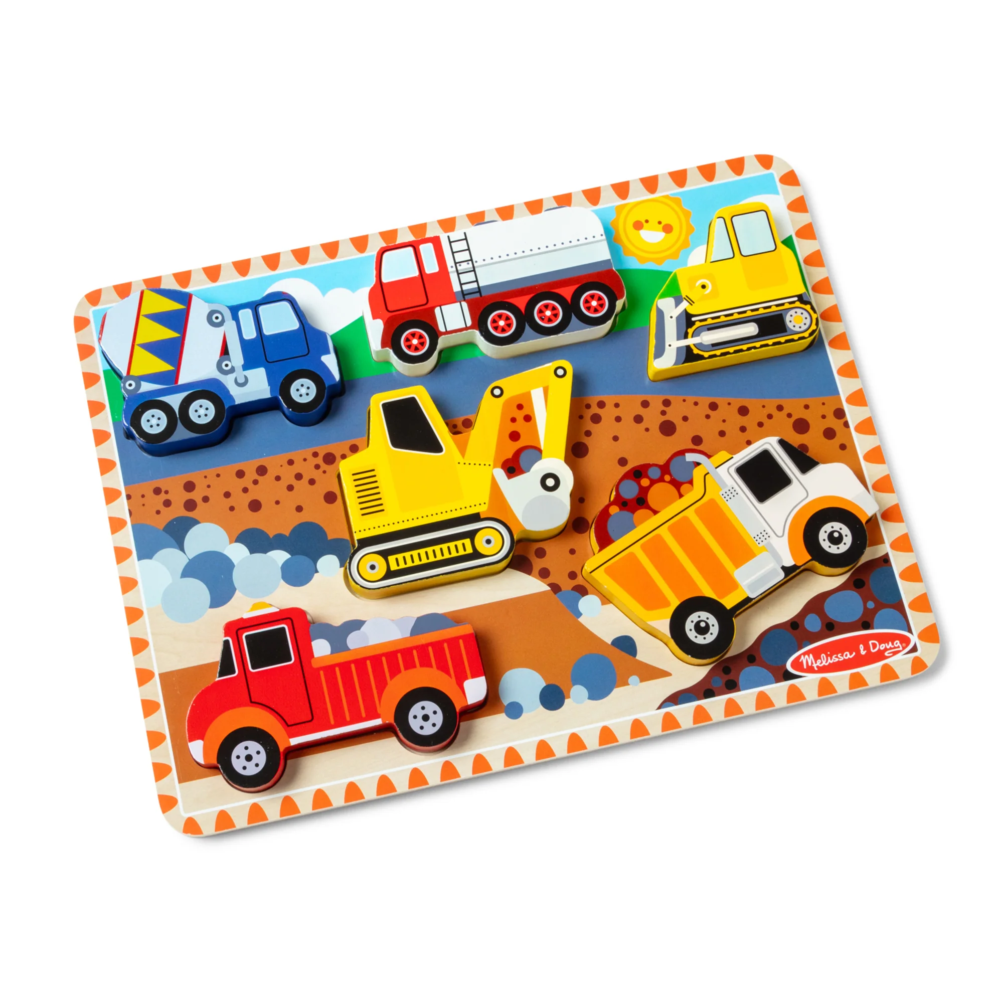 Puzzle din lemn in relief, Utilaje pentru constructii, 2 ani+, Melissa & Doug