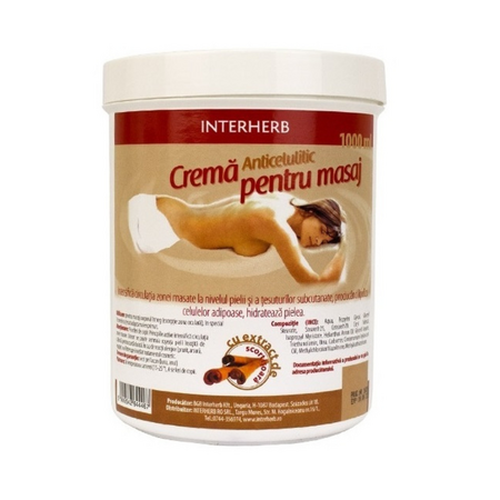 Crema pentru masaj, Extract de Scortisoara, 1000 ml, Interherb