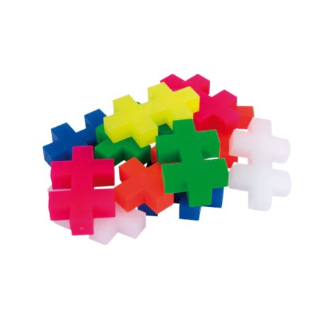 Set de constructie tub, Culori Fluorescente, Neon, + 1 an, 15 piese mari, Plus-Plus 715795
