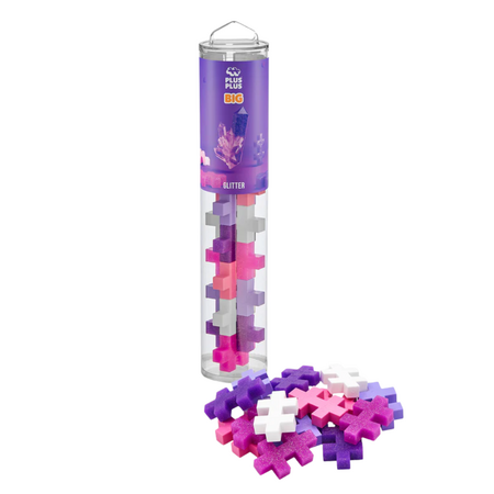 Set de constructie tub Glitter Mix, Culori Stralucitoare, + 1 an, 15 piese mari, Plus-Plus 715818