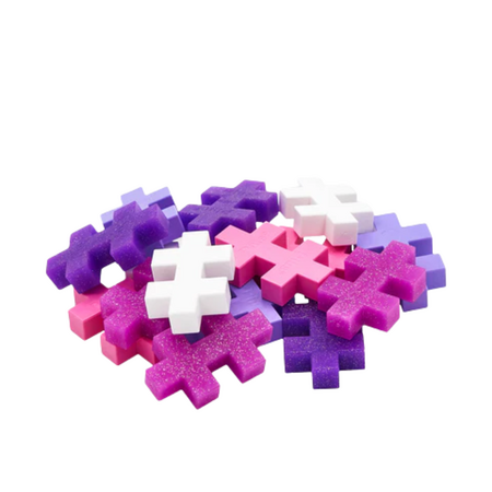 Set de constructie tub Glitter Mix, Culori Stralucitoare, + 1 an, 15 piese mari, Plus-Plus 715819