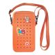 Husa din silicon tip gentuta cu fermoar si charms pentru telefon Crossbody, Portocalie, Acvila 715960