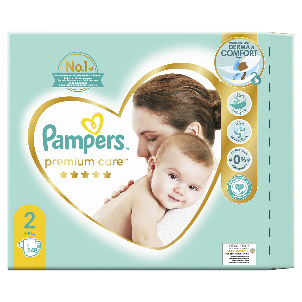 Scutece Premium Care, Nr. 2, 4-8 Kg, 148 buc, Pampers