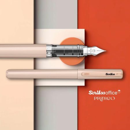 Stilou scolar + 3 rezerve Primeo, Latte, Scrikss 716084