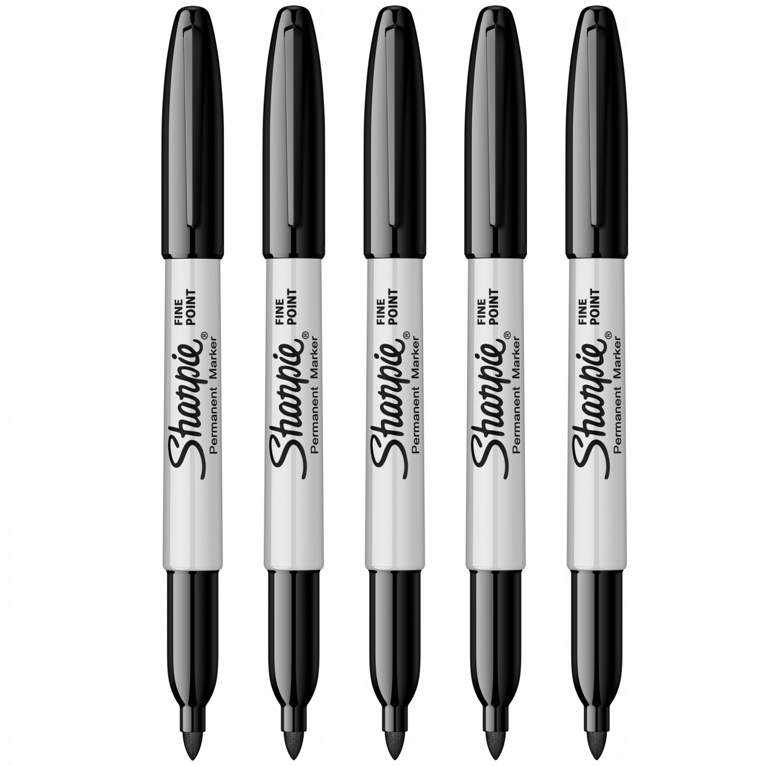 Set 5 markere permanente Fine, Negru, Sharpie