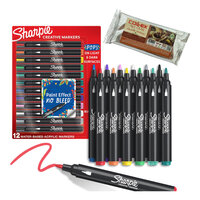 Set 12 markere acrilice Sharpie cu varf rotund + lut modelaj Alb 250 gr, Collex