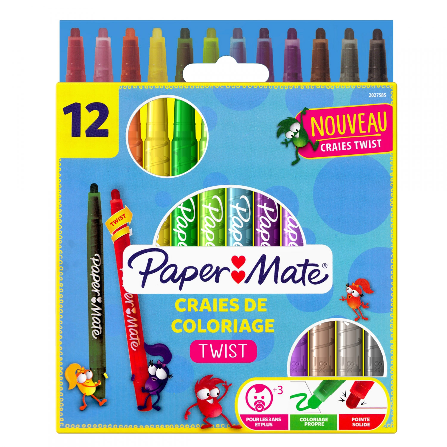 Set Creioane cerate Twist, 12 buc, PaperMate