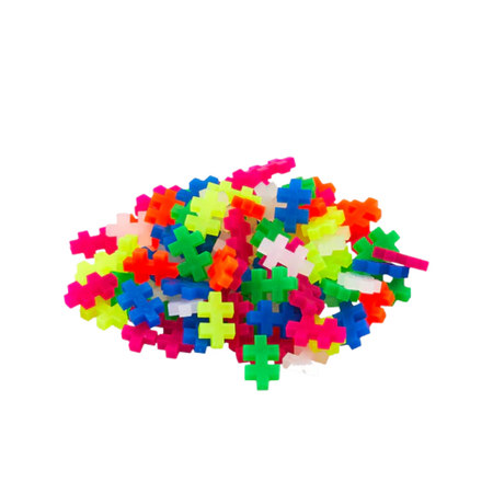Set de constructie tub, Culori Neon Fluorescente, + 5 ani, 100 piese, Plus-Plus 716319