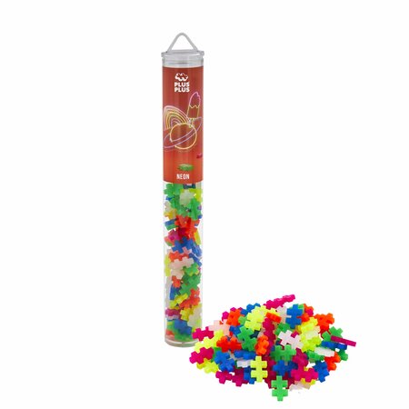 Set de constructie tub, Culori Neon Fluorescente, + 5 ani, 100 piese, Plus-Plus 716318