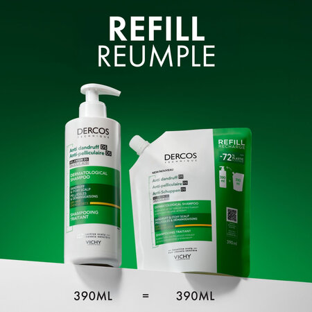 Rezerva eco sampon antimatreata pentru par uscat Dercos, 390 ml, Vichy 716419