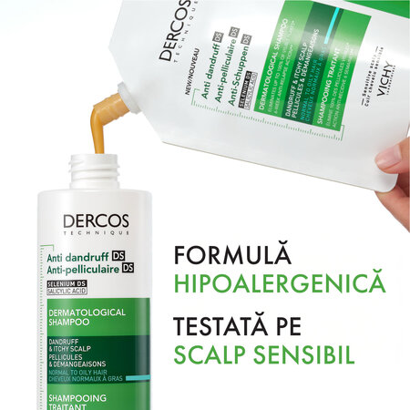 Rezerva eco sampon antimatreata pentru par normal-gras Dercos, 390 ml, Vichy 716453