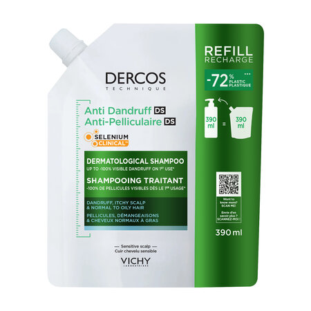 Rezerva sampon antimatreata pentru par normal-gras Dercos, 390 ml, Vichy
