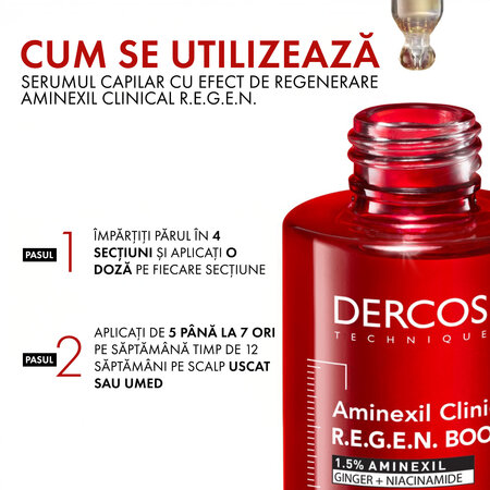 Serum capilar cu efect de regenerare Aminexil Clinical R.E.G.E.N. Booster, 90 ml, Vichy 716462