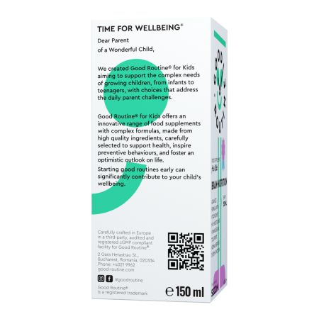 Sirop pentru copii Brain-Nutrition, Capsuni, 3 ani+, 150 ml, Good Routine 763363