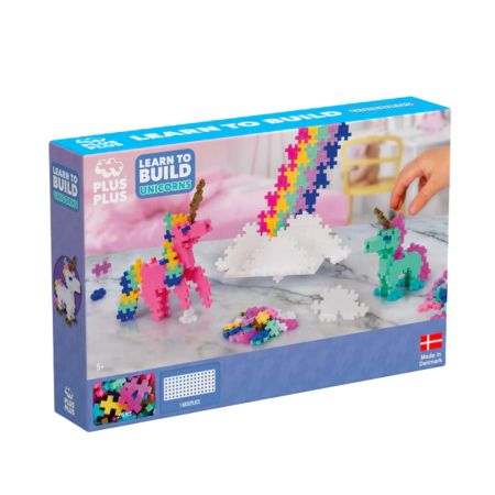 Set de constructie Invata sa construiesti, 5 ani+, Unicorni, 275 piese, Plus-Plus