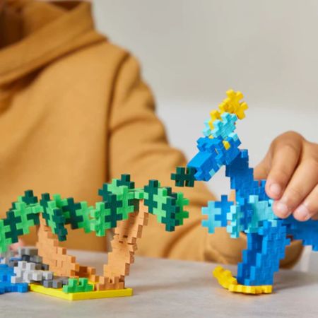 Set de constructie Invata sa construiesti, Dinozauri, 5 ani+, 600 piese, Plus-Plus 716644