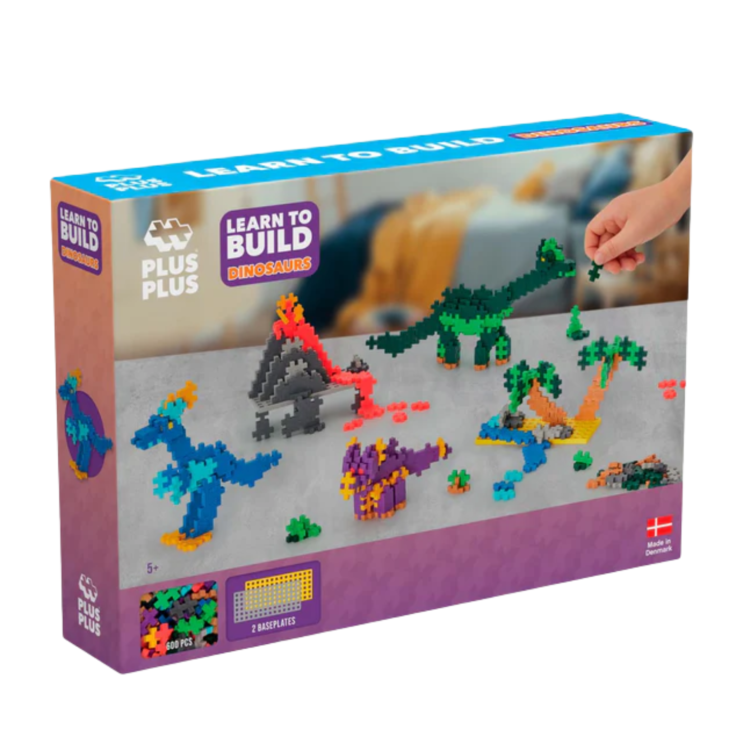 Set de constructie Invata sa construiesti, Dinozauri, 5 ani+, 600 piese, Plus-Plus