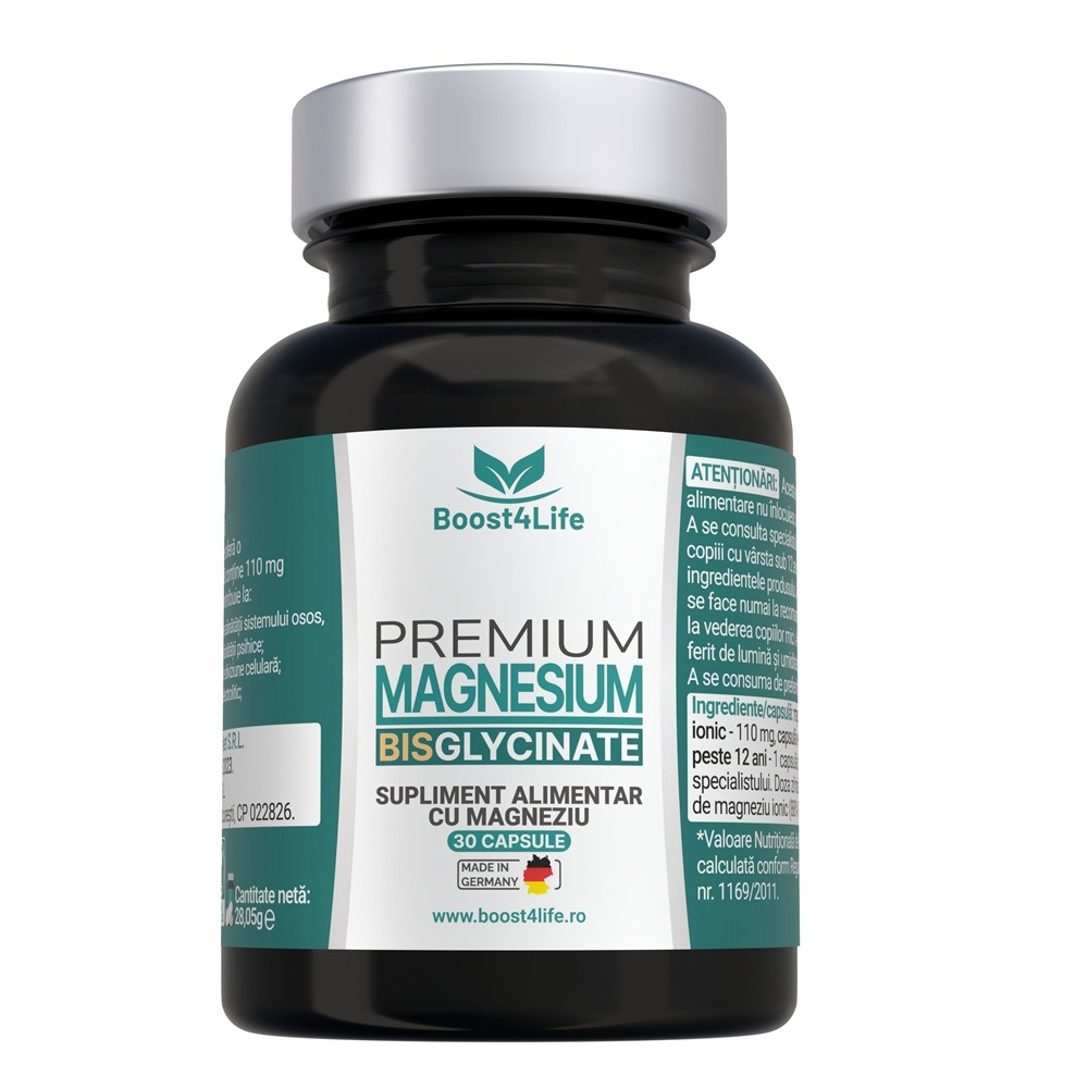 Magneziu Bisglicinat Premium, 815 mg, 30 capsule, Boost4life