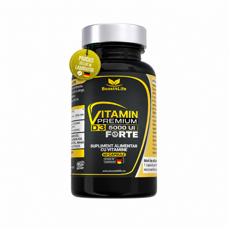 Vitamina D3 Premium Forte, 5000 UI, 60 capsule moi, Boost4life