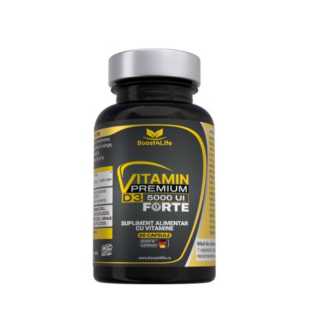 Vitamina D3 Premium Forte, 5000 UI, 60 capsule moi, Boost4life