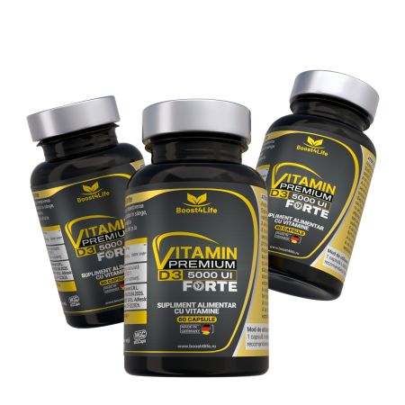 Vitamina D3 Premium Forte, 5000 UI, 60 capsule moi, Boost4life 716705