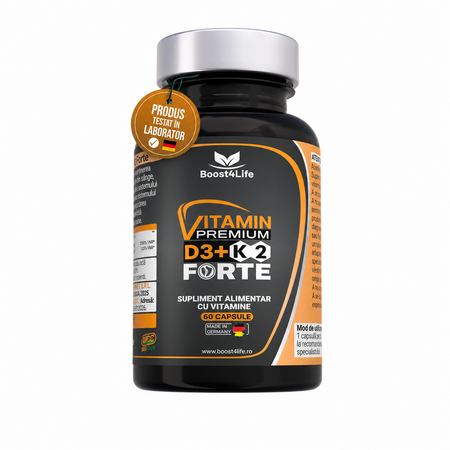 Vitamina D3+K2 Premium Forte, 5000 UI, 60 capsule moi, Boost4life
