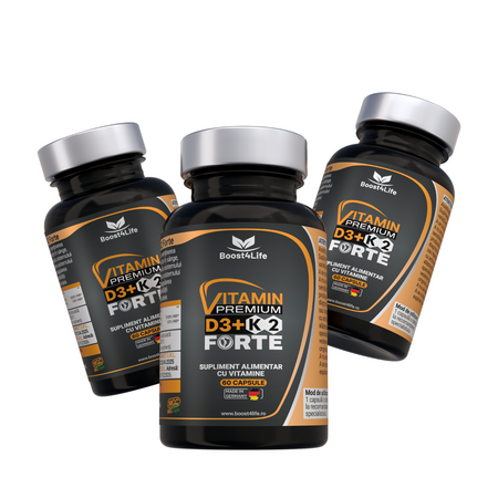 Vitamina D3+K2 Premium Forte, 5000 UI, 60 capsule moi, Boost4life 716710