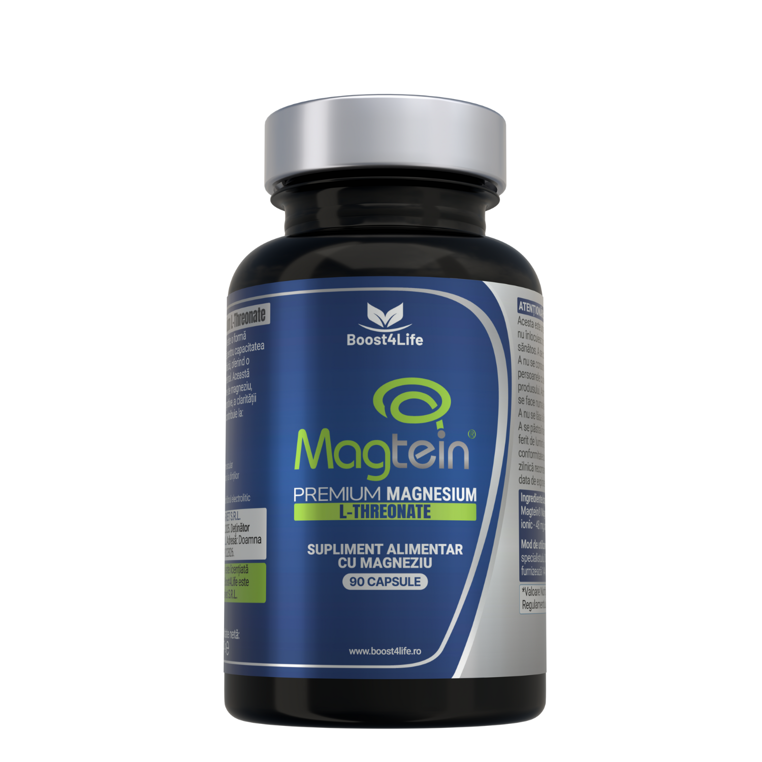 Magtein Magneziu L-Treonat Premium, 670 mg, 90 capsule vegane, Boost4life