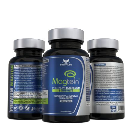 Magtein Magneziu L-Treonat Premium, 670 mg, 90 capsule vegane, Boost4life 716719