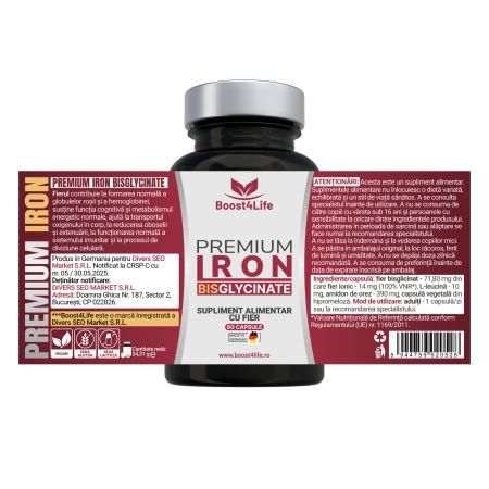Fier Bisglicinat Premium, 71.8 mg, 60 capsule, Boost4life 716727