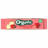 Baton bio din ovaz integral cu capsuni si mere, 12 luni+, 23 g, Organix