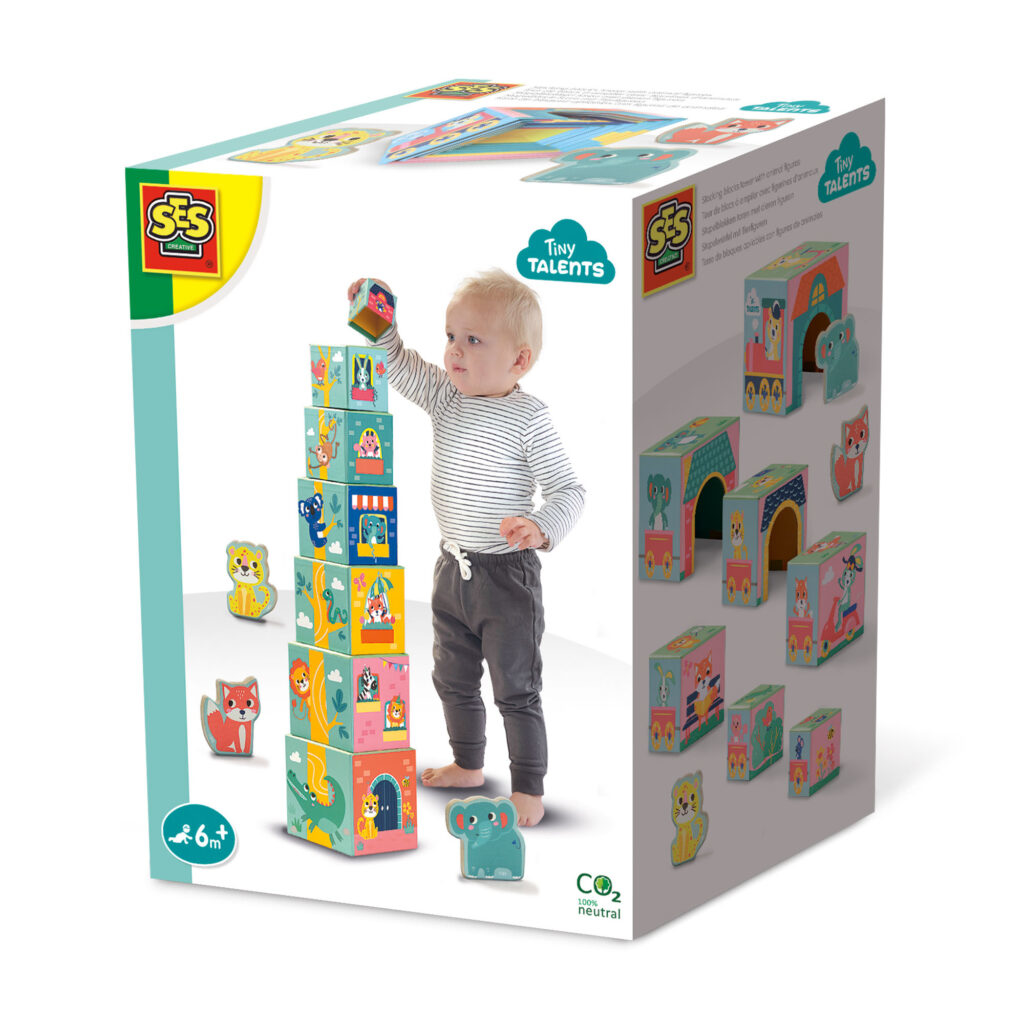 Jucarie de stivuit, Turn cu figurine animale, +6 luni, Ses Creative