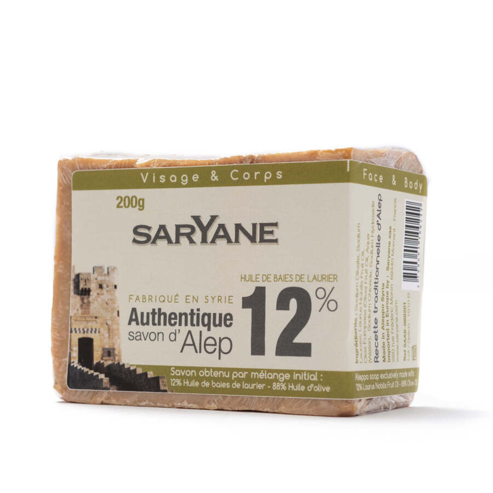 Sapun autentic de Alep cu ulei din frunze de dafin 12%, 190 g, Saryane