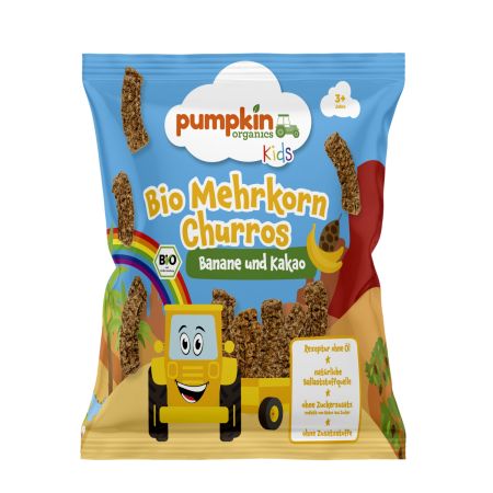 Snack Bio tip churros din multicereale cu banana si cacao, 3 ani+, 40 g, Pumpkin Organics