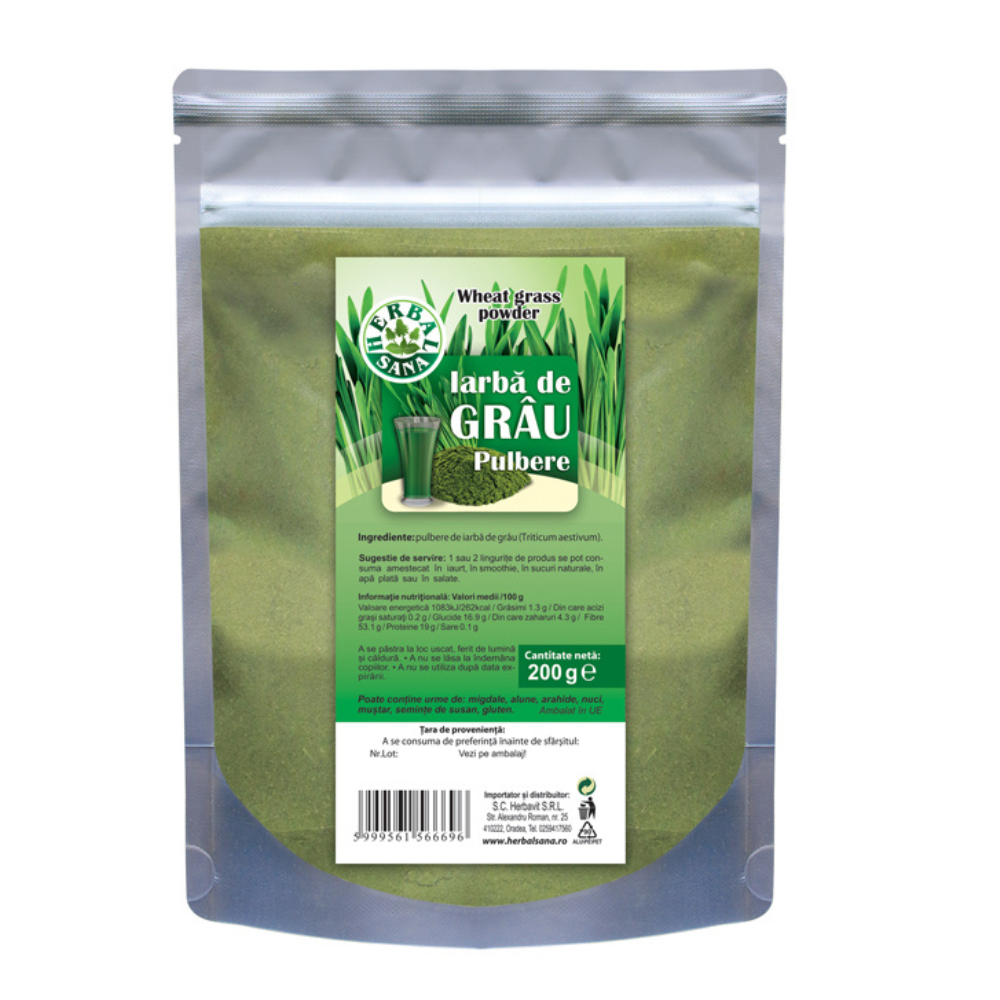 Iarba de grau pulbere, 200 g, Herbal Sana