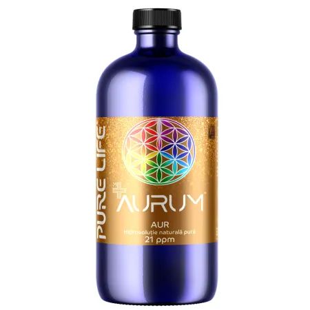 Aurum M+ aur nanocoloidal natural, 21 ppm, 480 ml, Pure Life