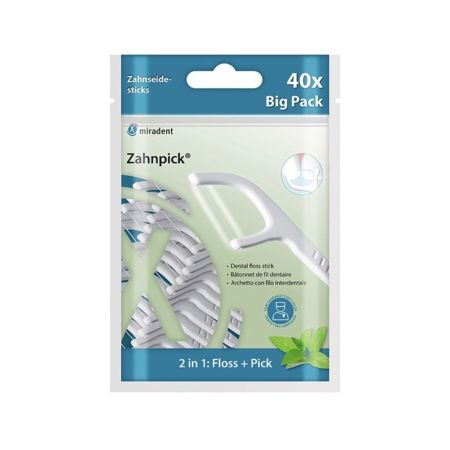 Scobitori cu ata dentara mentolata Zahnpick, 40 buc, Miradent