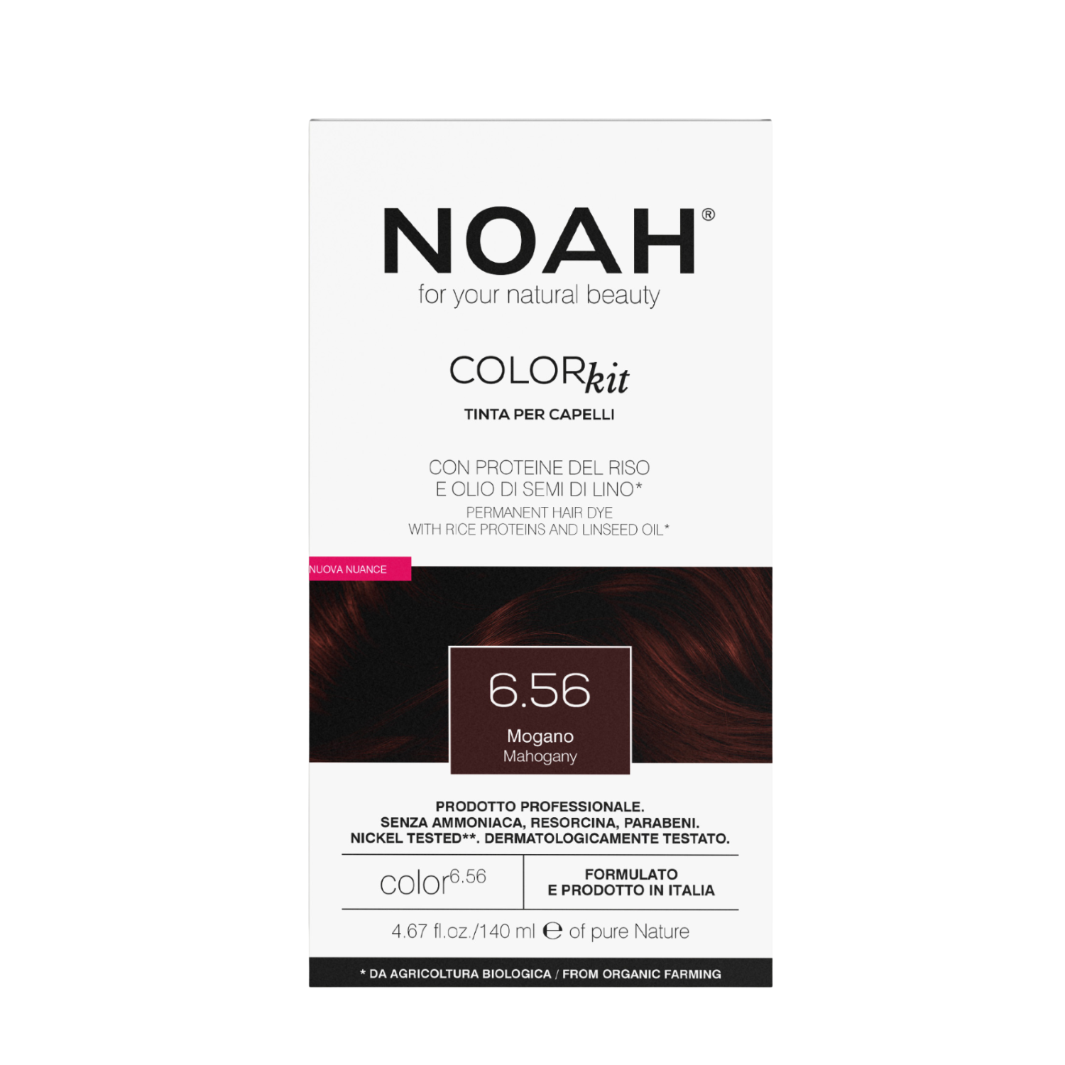 Vopsea de par naturala, Mahon 6.56, 140 ml, Noah