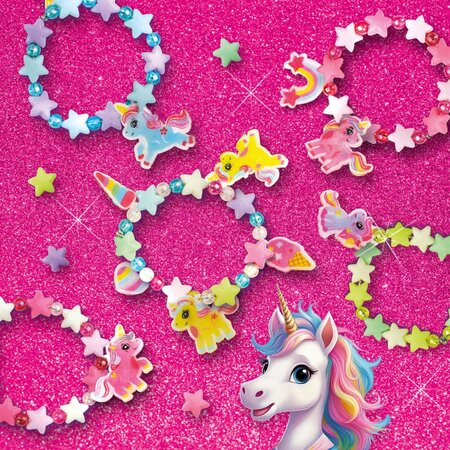 Set creativ Bratari cu charmuri, Unicorni, +5 ani, Ses Creative 716993