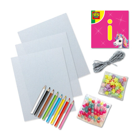 Set creativ Bratari cu charmuri, Unicorni, +5 ani, Ses Creative 716991