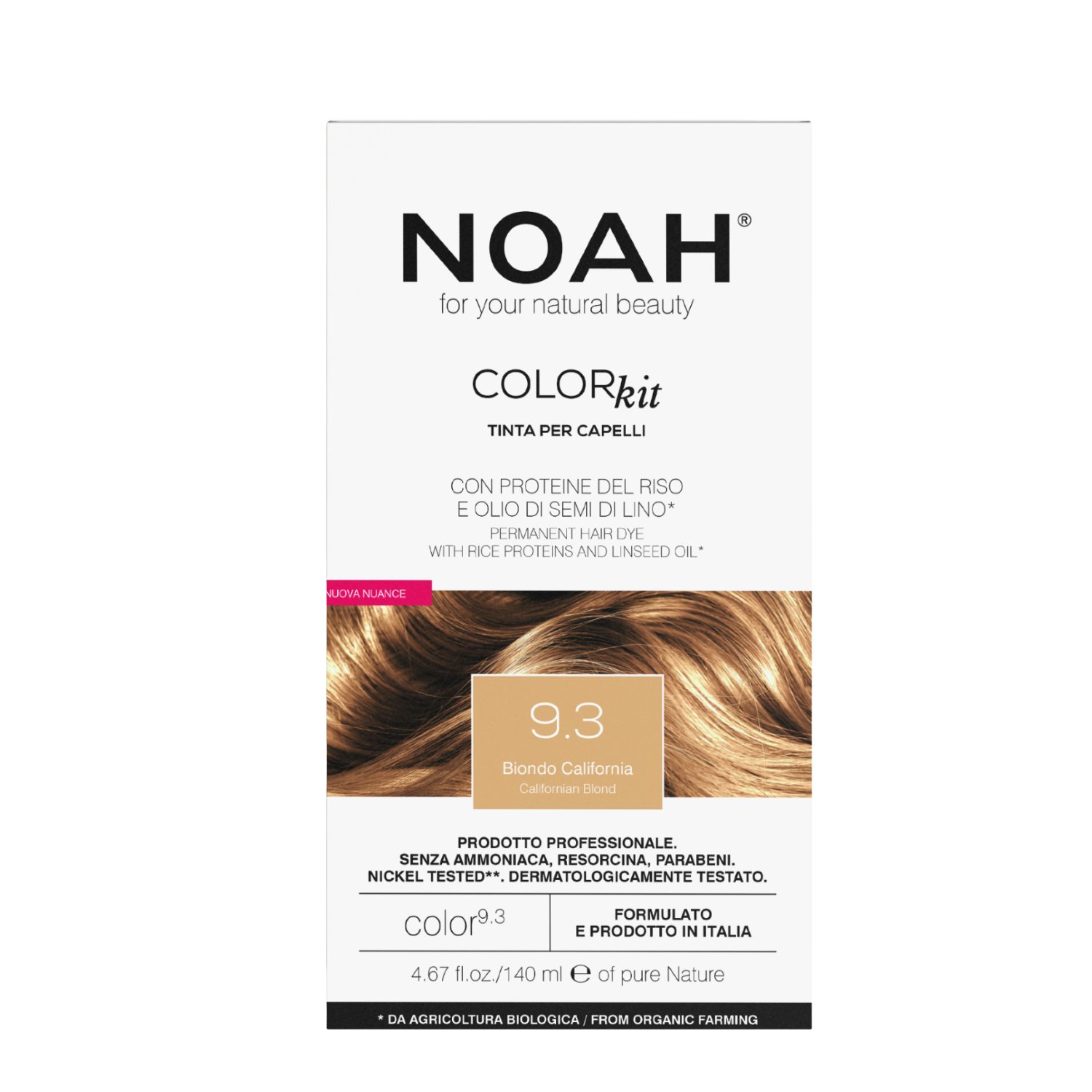 Vopsea de par naturala, Blond California 9.3, 140 ml, Noah