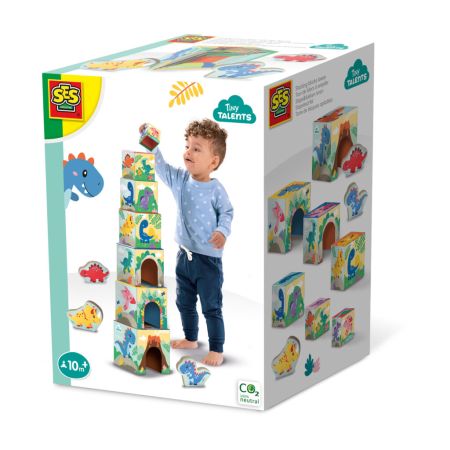 Jucarie de stivuit Turn cu figurine dinozauri, +10 luni, Ses Creative