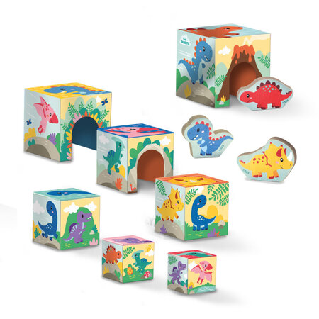 Jucarie de stivuit Turn cu figurine dinozauri, +10 luni, Ses Creative 717043