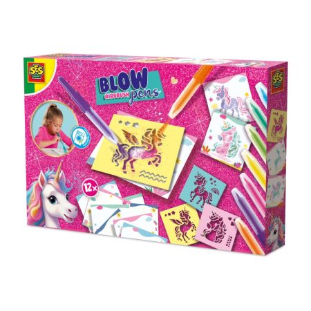Set creativ carioci cu aerograf, Unicorni, Ses Creative