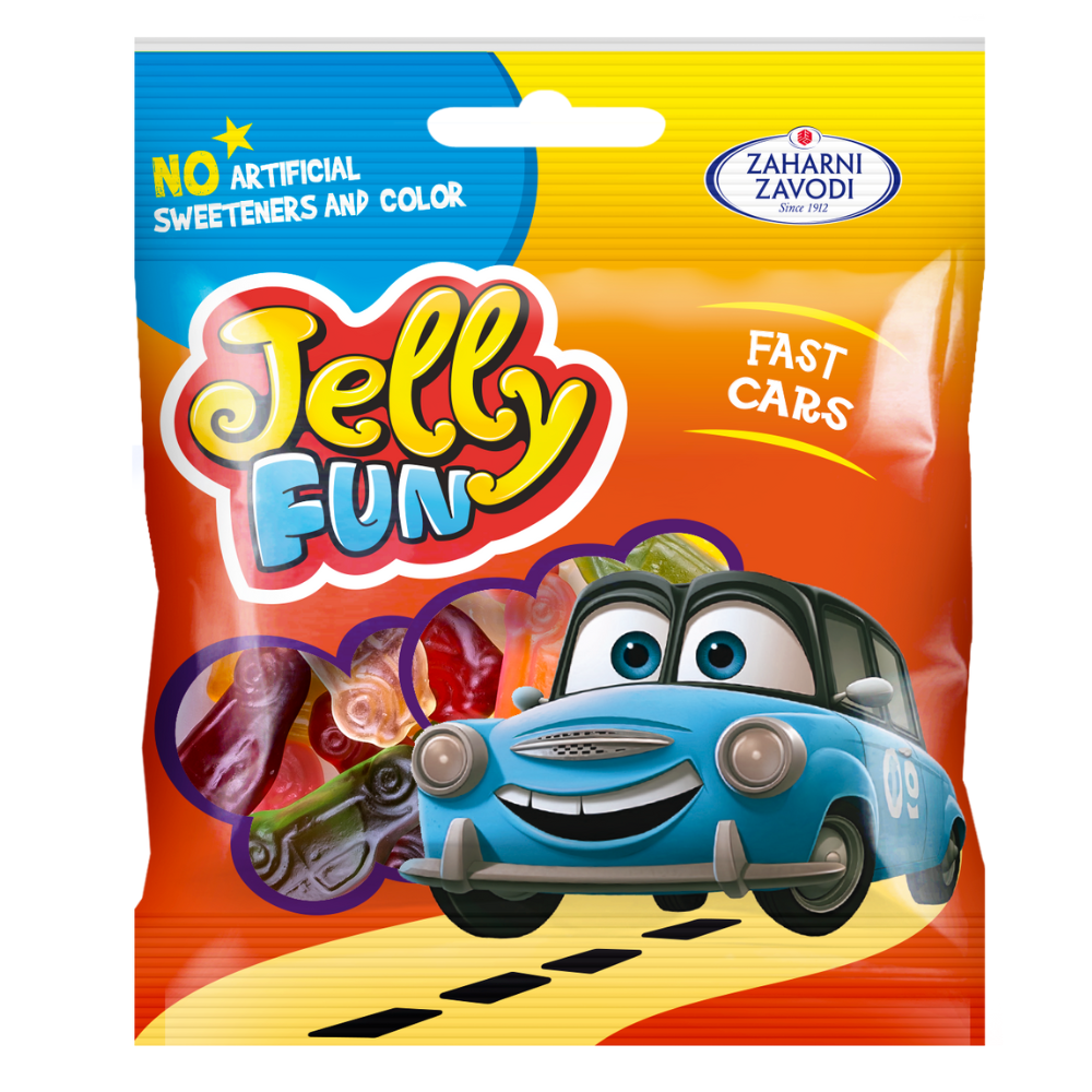 Jeleuri in forma de masinute cu arome de fructe, 90 g, Top Jelly