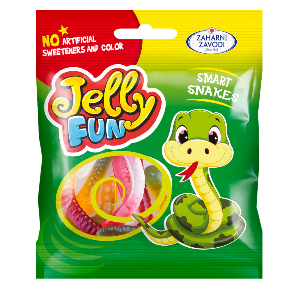 Jeleuri in forma de serpi cu arome de fructe, 90 g, Top Jelly