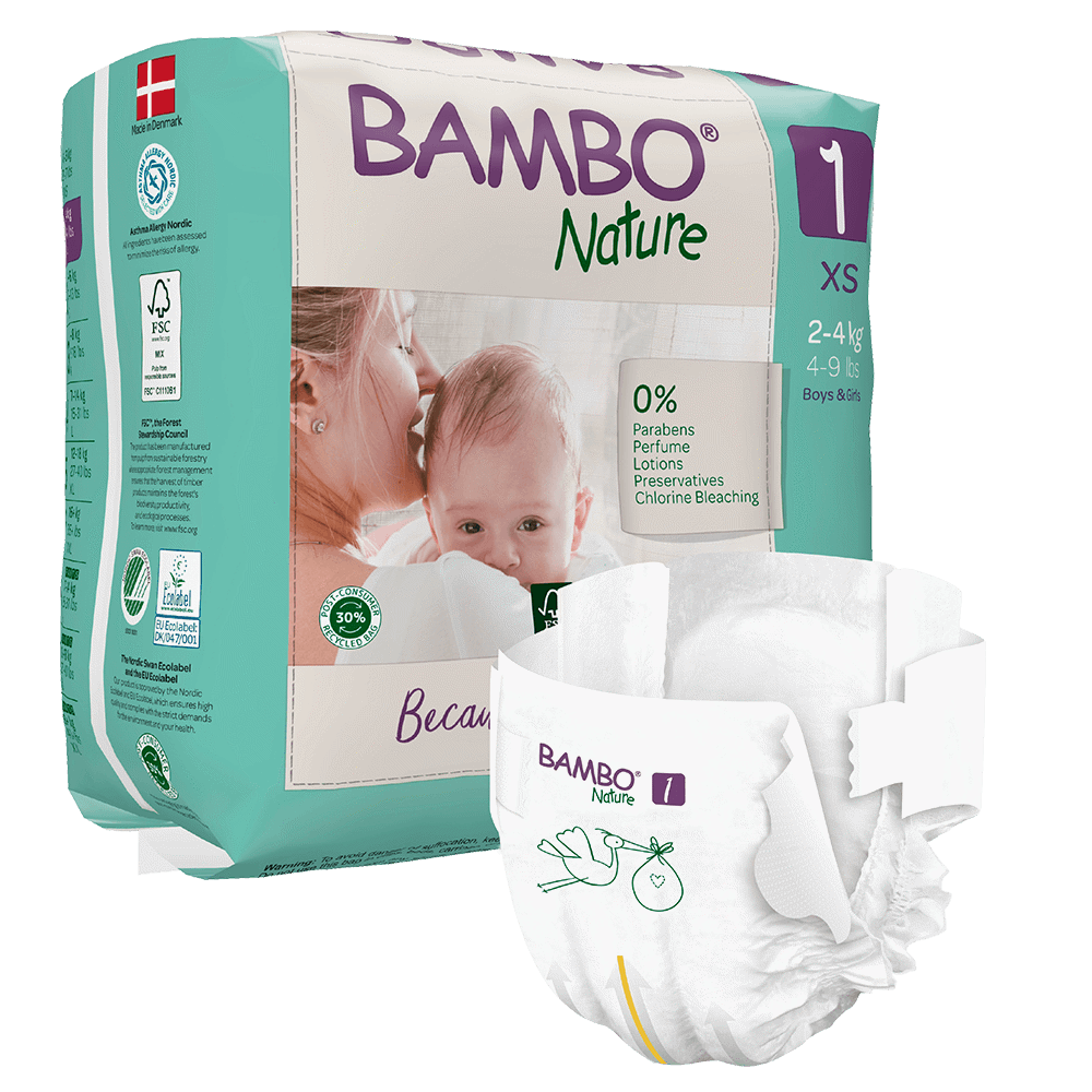 Scutece Ecolabel, Nr. 1, 2-4 kg, 22 bucati, Bambo Nature