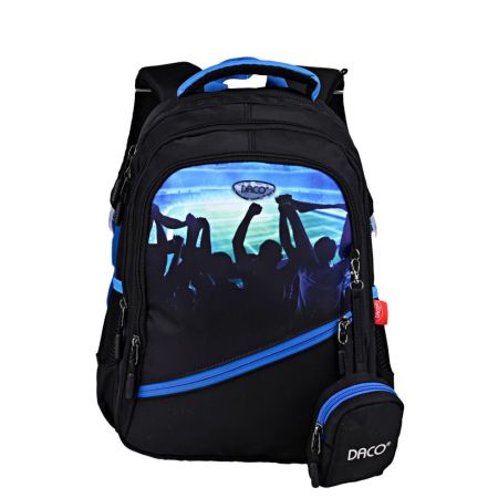 Ghiozdan, 38 cm, Albastru cu Negru, Suporter, Daco