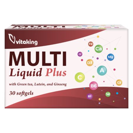 Multivitamin Lichid cu minerale, Ginseng si Luteina, 30 capsule gelatinoase, Vitaking